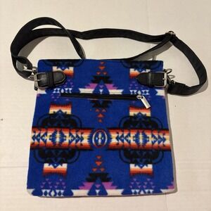 Native American Inspired Print Fleece Material Shoulder Bag 3 Sections Unbranded